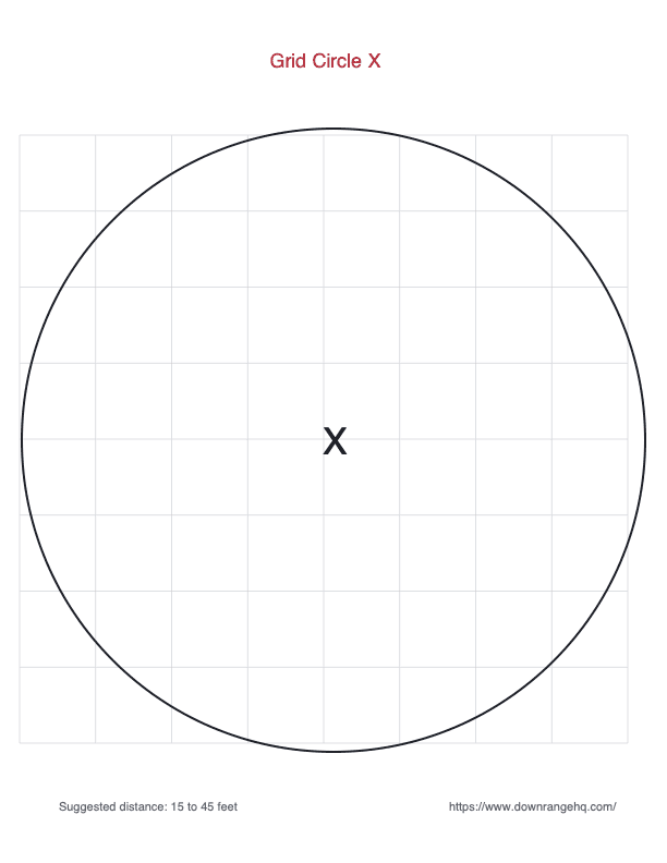Grid Circle X printable target preview